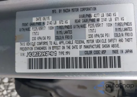 2016 Mazda Cx-5 Sport из США, поврежденный, VIN JM3KE2BE2G0674019